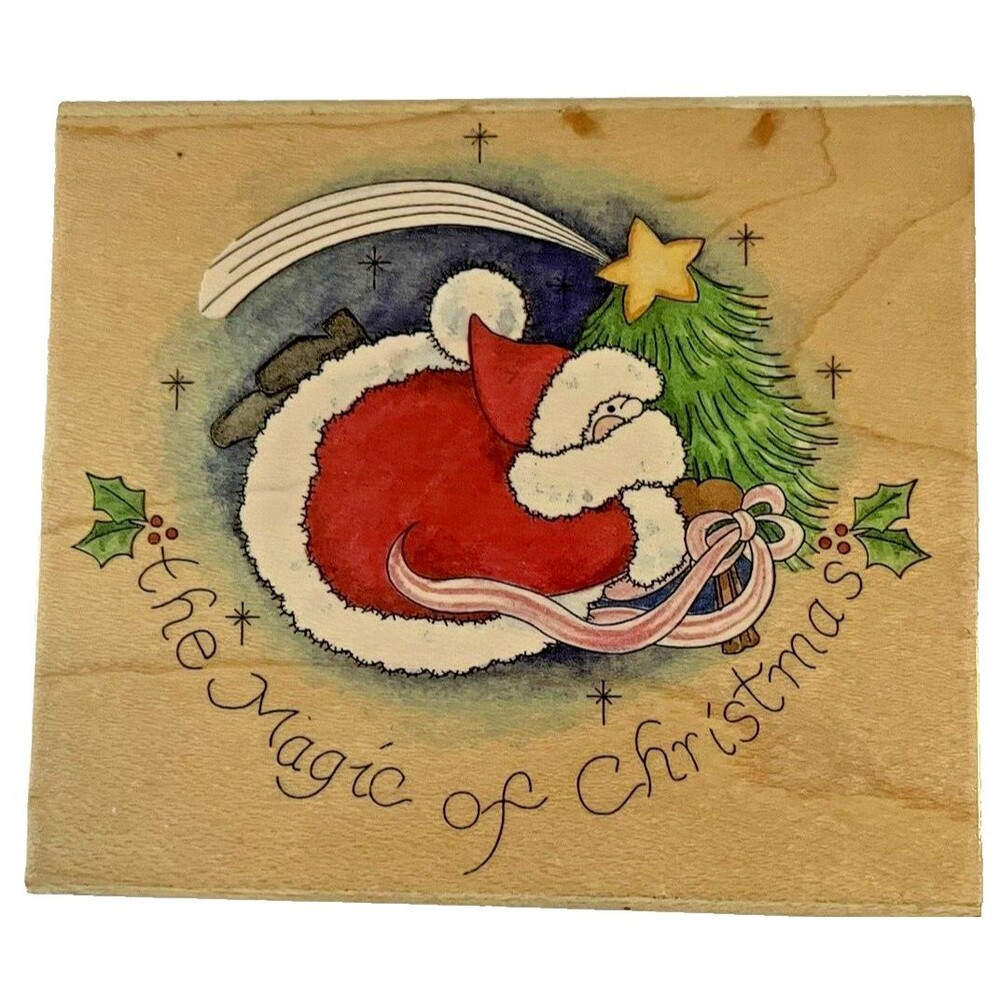 Stamps Happen MAGIC OF CHRISTMAS #70019 Wood Mount Rubber Stamp Santa